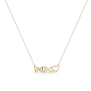 W.KRUK Naszyjnik srebrny pozłacany z napisem mama