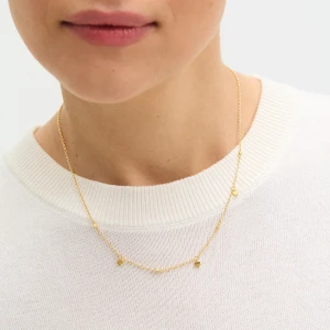 W.KRUK Naszyjnik srebrny pozłacany z serduszkami