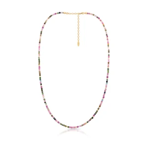 W.KRUK Naszyjnik srebrny pozłacany z turmalinami