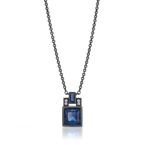 W.KRUK Naszyjnik srebrny z białymi i niebieskimi cyrkoniami METEORY