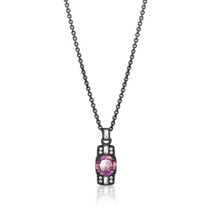 W.KRUK Naszyjnik srebrny z białymi i różowymi cyrkoniami METEORY