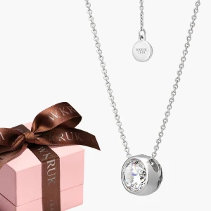 W.KRUK - Naszyjnik srebrny z cyrkonią i diamentem