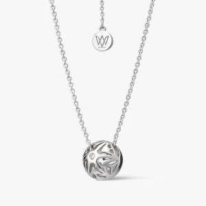 W.KRUK Naszyjnik srebrny z cyrkonią i diamentem laboratoryjnym