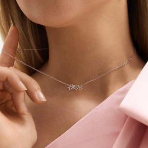 W.KRUK Naszyjnik srebrny z diamentem laboratoryjnym Czułość