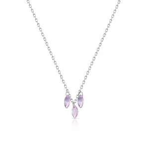 W.KRUK - Naszyjnik srebrny z fioletowymi cyrkoniami
