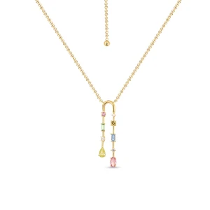 W.KRUK Naszyjnik srebrny z kolorowymi kamieniami Mozaika