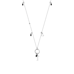 W.KRUK Naszyjnik srebrny z motywem serca i krzyża