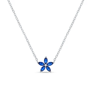 W.KRUK Naszyjnik srebrny z niebieskimi cyrkoniami