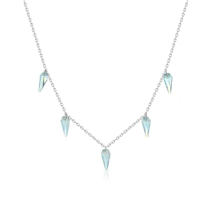 W.KRUK Naszyjnik srebrny z niebieskimi cyrkoniami