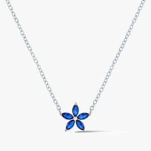 W.KRUK Naszyjnik srebrny z niebieskimi cyrkoniami