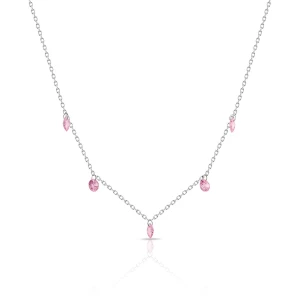 W.KRUK Naszyjnik srebrny z różowymi cyrkoniami
