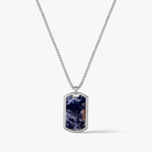 W.KRUK - Naszyjnik stalowy z sodalitem