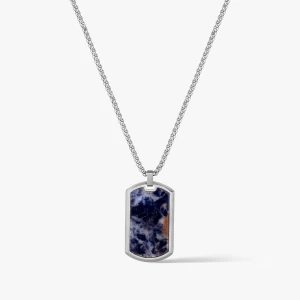 W.KRUK Naszyjnik stalowy z sodalitem