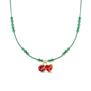 W.KRUK Naszyjnik sznurkowy z motywem wisienki