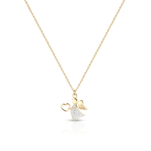 W.KRUK Naszyjnik złoty aniołek z sercem