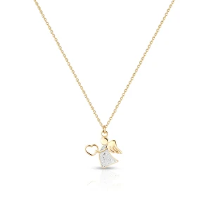 W.KRUK Naszyjnik złoty aniołek z sercem