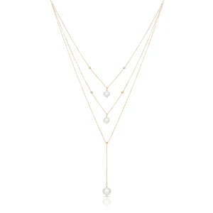 W.KRUK Naszyjnik złoty kaskadowy z perłami