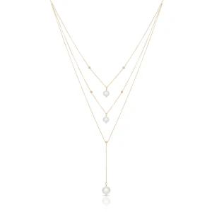 W.KRUK Naszyjnik złoty kaskadowy z perłami