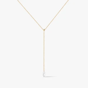 W.KRUK Naszyjnik złoty krawatka z cyrkonią