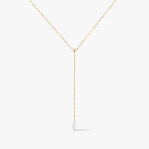 W.KRUK Naszyjnik złoty krawatka z cyrkonią