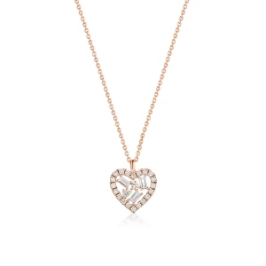 W.KRUK - Naszyjnik złoty serce z diamentami