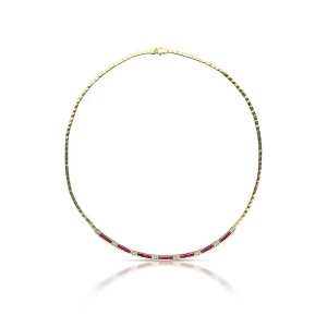 W.KRUK Naszyjnik złoty z diamentami i rubinami