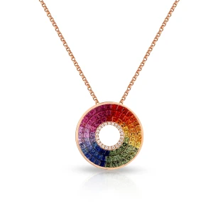 W.KRUK Naszyjnik złoty z brylantami i szafirami