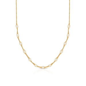 W.KRUK Naszyjnik złoty z cyrkoniami