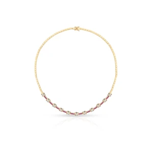 W.KRUK Naszyjnik złoty z diamentami i rubinami