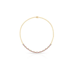 W.KRUK Naszyjnik złoty z diamentami i rubinami