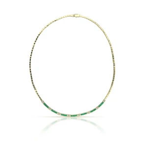 W.KRUK - Naszyjnik złoty z diamentami i szmaragdami