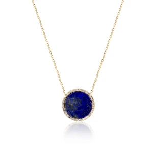 W.KRUK - Naszyjnik złoty z diamentami lapis lazuli
