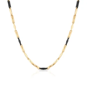 W.KRUK Naszyjnik złoty z elementami czarnej ceramiki