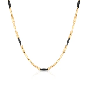 W.KRUK Naszyjnik złoty z elementami czarnej ceramiki