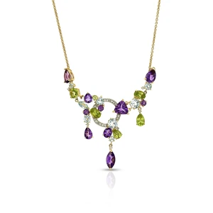 W.KRUK Naszyjnik złoty z kamieniami szlachetnymi