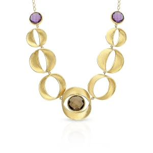 W.KRUK Naszyjnik złoty z kamieniami szlachetnymi