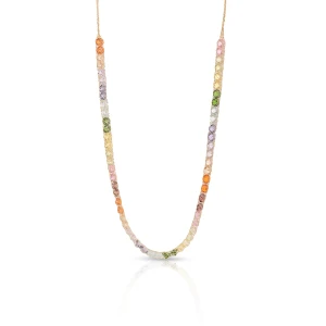 W.KRUK Naszyjnik złoty z kolorowymi cyrkoniami W.KRUK