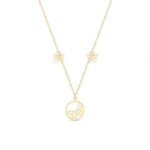 W.KRUK Naszyjnik złoty z motylami