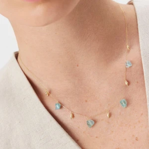 W.KRUK Naszyjnik złoty z niebieskimi apatytami Saint Tropez