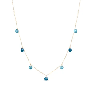 W.KRUK Naszyjnik złoty z niebieskimi cyrkoniami
