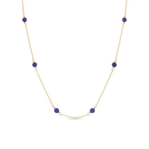 W.KRUK Naszyjnik złoty z niebieskimi kamieniami