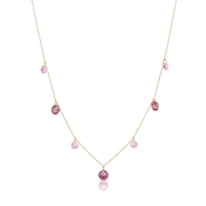 W.KRUK - Naszyjnik złoty z różowymi cyrkoniami
