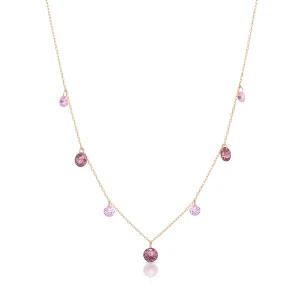 W.KRUK Naszyjnik złoty z różowymi cyrkoniami