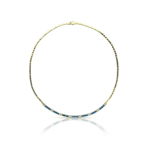 W.KRUK - Naszyjnik złoty z szafirami i diamentami