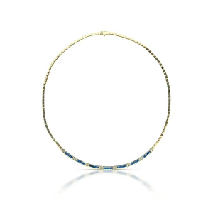 W.KRUK Naszyjnik złoty z szafirami i diamentami
