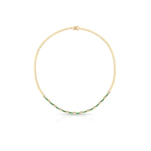 W.KRUK - Naszyjnik złoty z szmaragdami i diamentami