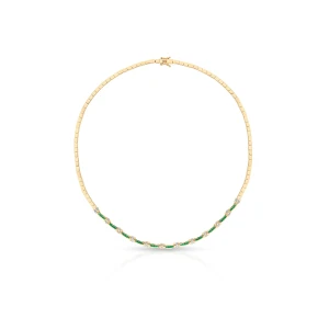 W.KRUK Naszyjnik złoty z szmaragdami i diamentami