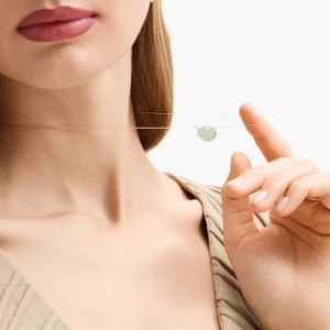 W.KRUK Naszyjnik złoty z zielonym awenturynem Saint Tropez