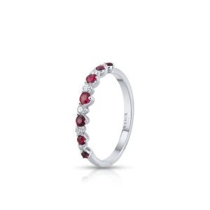 W.KRUK - Pierścionek białe złoto z brylantami i rubinami