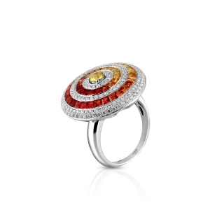 W.KRUK - Pierścionek białe złoto z brylantami i szafirami